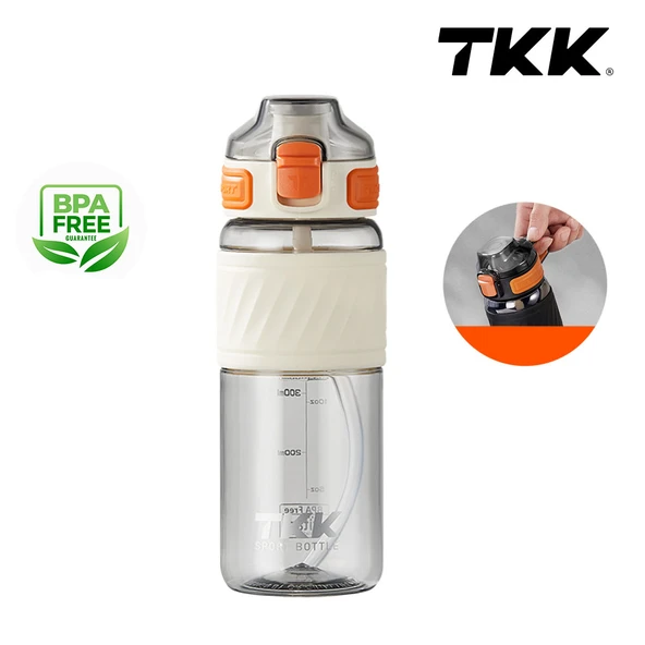 Tkk T1025 Çift Kullanım Pipetli/Rahat İçim Beyaz Tritan Matara 600ml ürün görseli