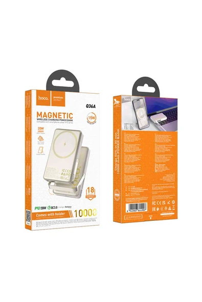 Hoco Q36A Sunlight 10.000 mAh 20W Type-C Çıkışlı PD Kablosuz Şarj Özellikli Standlı Powerbank - Resim 7