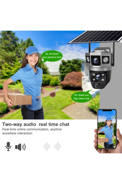 Bilişim Burada V380 Pro 12MP Güneş WIFI IP Kamera CCTV İki Lens Sim Kartlı Dış Mekan PTZ Kamera - 4