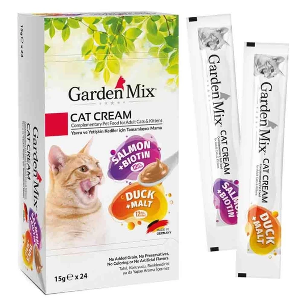 Garden Mix Somonlu ve Ördekli Krema Kedi Ödül Maması 15gr (24'lü) ürün görseli 1