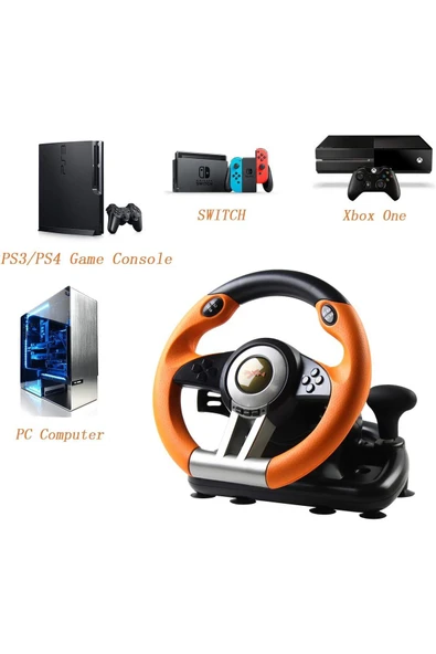 V3 Pro Yarış Direksiyonu 180 Dönüş USB Gaz Fren Pedallı PC/PS3/PS4Uyumlu