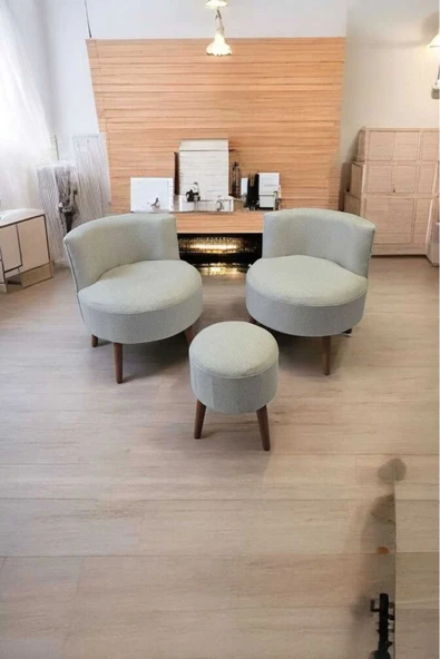 DENART GARDEN ÇAY SETİ İKİLİ KOLTUK BERJER VE PUF TAKIMI