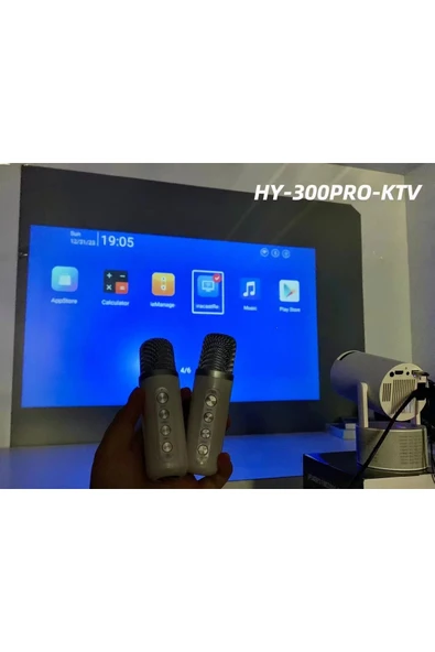HY300 Pro KTV Karaoke mikrofon hoparlör sinema, oyun ve ev için taşınabilir LCD akıllı projektör. - 5