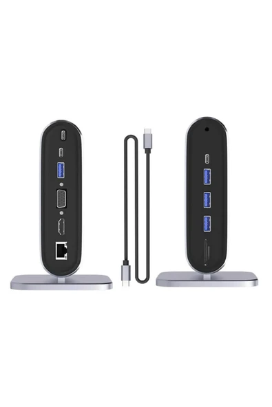 Pm-21813 Type-c To 12 Port Hub Kart Okuyucu Dönüştürücü Çoğaltıcı Laptop Pc Macbook Dock - 3