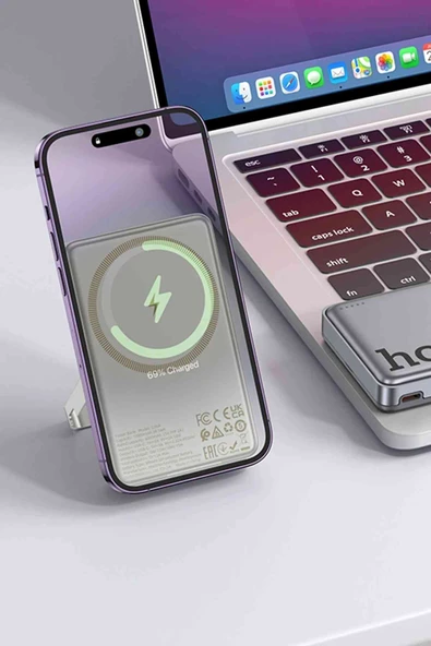 Hoco Q36A Sunlight 10.000 mAh 20W Type-C Çıkışlı PD Kablosuz Şarj Özellikli Standlı Powerbank - Resim 11