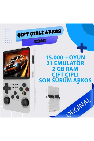R36s Çift Çipli | 64gb | 21 Emülatör | Arkos Yeni Sürüm 15.000 Oyun Konsolu