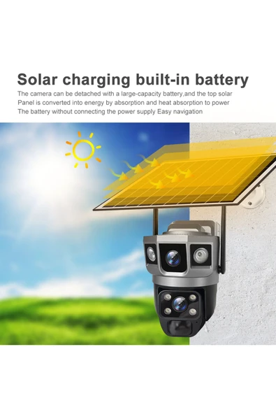 Bilişim Burada V380 Pro 12MP Güneş WIFI IP Kamera CCTV İki Lens Sim Kartlı Dış Mekan PTZ Kamera - 3