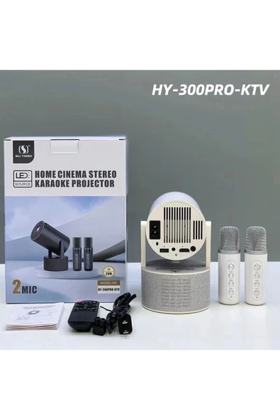 HY300 Pro KTV Karaoke mikrofon hoparlör sinema, oyun ve ev için taşınabilir LCD akıllı projektör. - 3