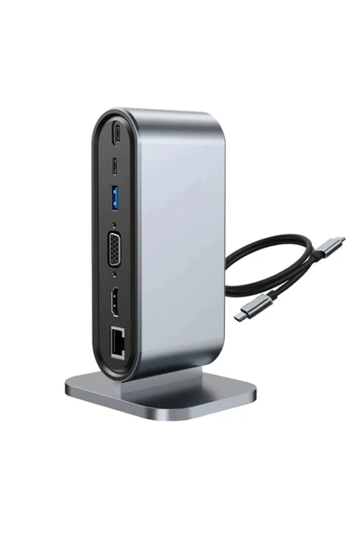 Pm-21813 Type-c To 12 Port Hub Kart Okuyucu Dönüştürücü Çoğaltıcı Laptop Pc Macbook Dock