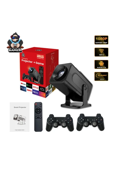 HCS350 Pro oyun projektör Android 11 4K 1080P desteklenen Wifi6 BT5.0 akıllı ev video oyun sinema - 5