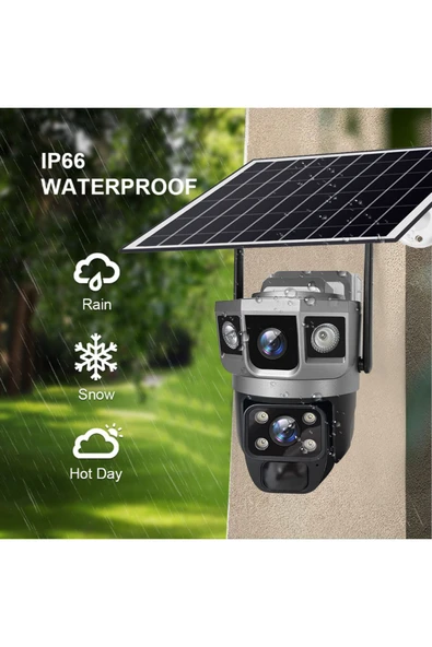 Bilişim Burada V380 Pro 12MP Güneş WIFI IP Kamera CCTV İki Lens Sim Kartlı Dış Mekan PTZ Kamera - 2