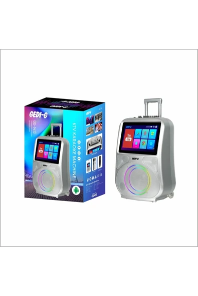 Android Dokunmatik Ekranlı Çift Mikrofon Karaoke Bluetooth Hoparlör Speaker Kumandalı RGB Işık GEDIG - 2