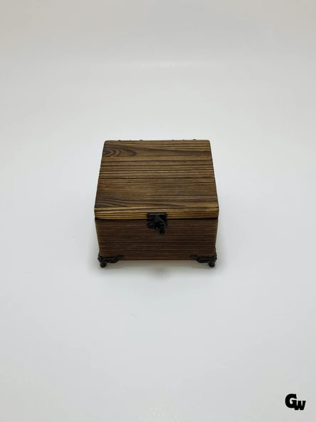 Doğal Ahşap Yakma Takı Kutusu Ahşap Saklama Kutusu(BEYAZ ÇAM)(BOY:12cm EN:12cm Yük:8cm) BOY:12cm EN:12cm YÜK:8cm - 4