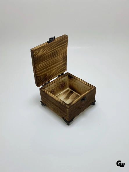 Doğal Ahşap Yakma Takı Kutusu Ahşap Saklama Kutusu(BEYAZ ÇAM)(BOY:12cm EN:12cm Yük:8cm) BOY:12cm EN:12cm YÜK:8cm