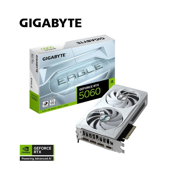 GIGABYTE GeForce RTX 5060 EAGLE OC ICE 8G GDDR7 8GB 128Bit DLSS 4 GV-N5060EAGLEOC ICE-8GD NVIDIA Ekran Kartı - 2
