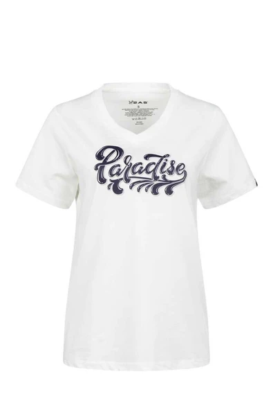 2AS ALONE BASKILI V YAKA KADIN T-SHİRT 406