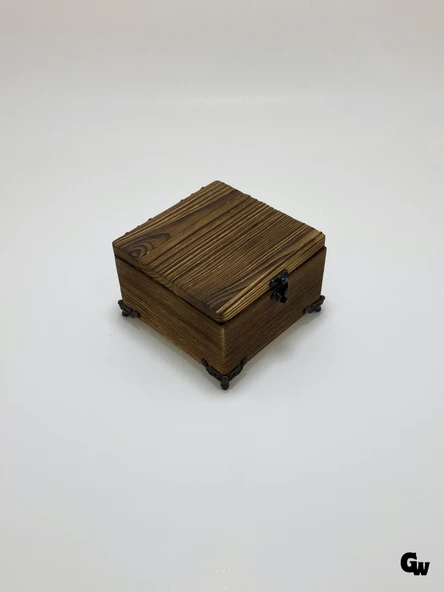 Doğal Ahşap Yakma Takı Kutusu Ahşap Saklama Kutusu(BEYAZ ÇAM)(BOY:12cm EN:12cm Yük:8cm) BOY:12cm EN:12cm YÜK:8cm - 2