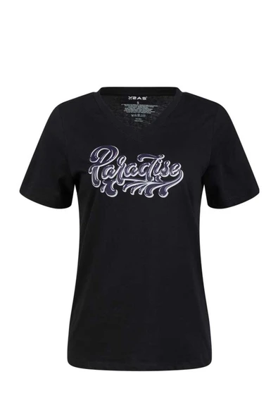 2AS ALONE BASKILI V YAKA KADIN T-SHİRT 406 - 6