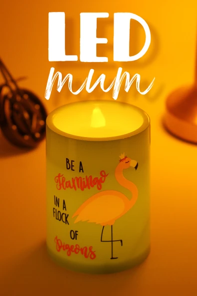 2li Led Mum Kaktüs Flamingo Bardak Tipi Pilli Dumansız Alevli Dekoratif Yapay Mum Dekor Lambası - 3