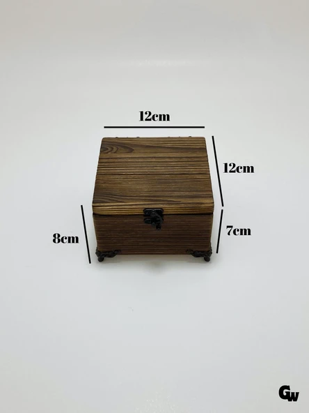 Doğal Ahşap Yakma Takı Kutusu Ahşap Saklama Kutusu(BEYAZ ÇAM)(BOY:12cm EN:12cm Yük:8cm) BOY:12cm EN:12cm YÜK:8cm - 5