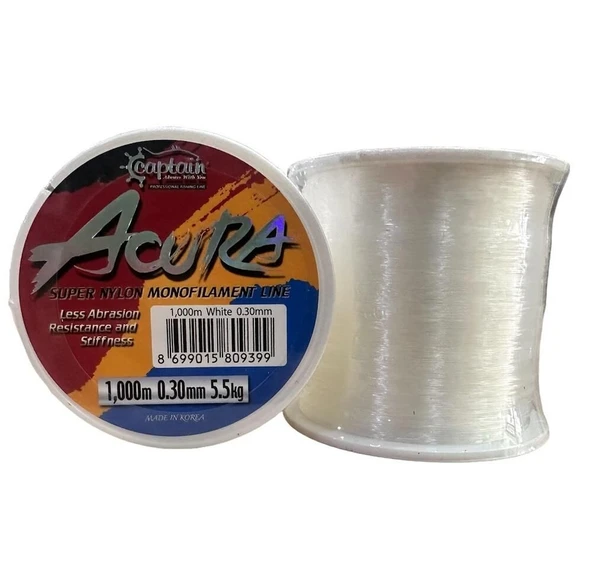 Captain Acura 1.000mt 0.30mm Monofilament Bobin Misina Beyaz
