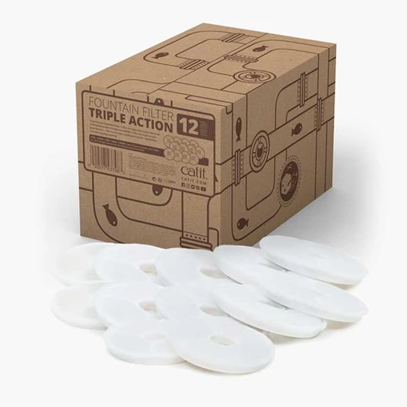 Catit Yedek Filtre Kartuşu 12li Paket 43742W 50023 55600 Modelleri İçin