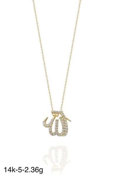 Allah Lafzı Çok Şık 14 Ayar Altın Kolye - Resim 2