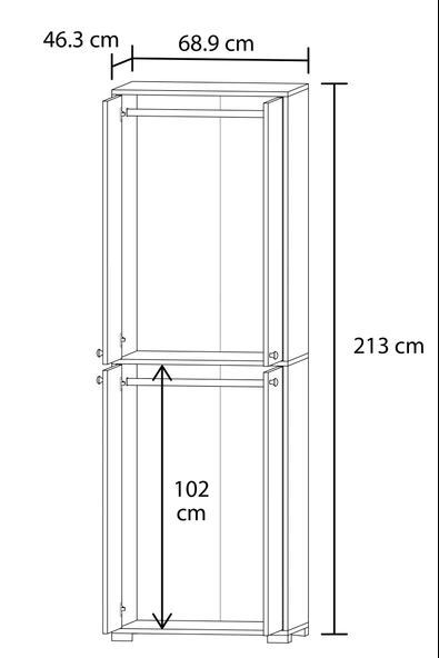 Bükreş No.1 2 Askılı Genç Odası Dolabı - 3