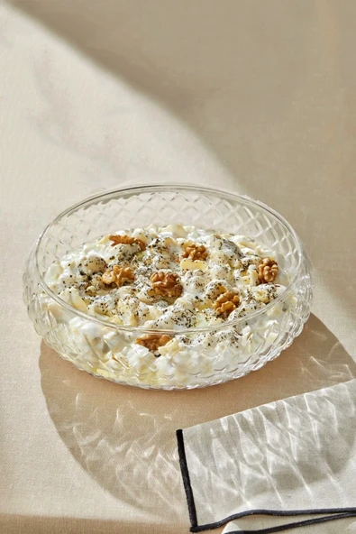 Tilbe Home Büyük Boy Rustik El Yapımı Cam Salata Kasesi Meyve Makarna Çerez Sunum Tabağı Servis Kase Cam Kabı - 3