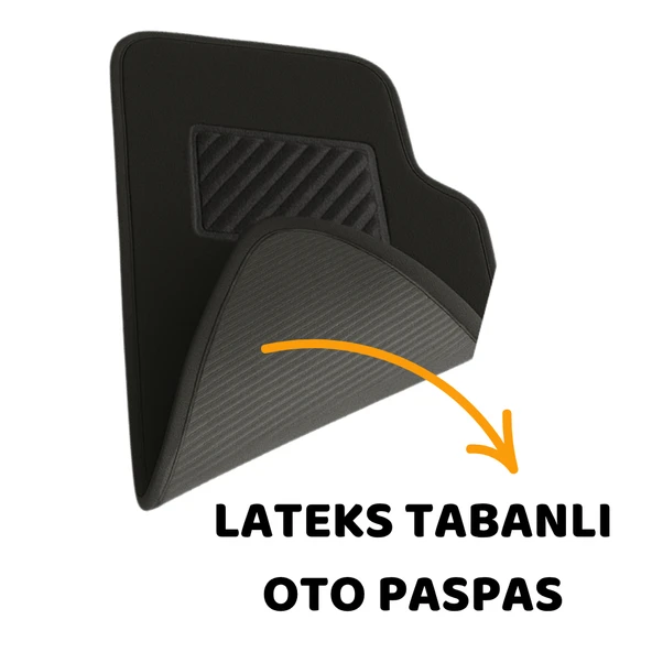 Beylini Oto Paspas Halı Kaymaz Taban Yıkanabilir Silinebilir Universal Tüm Araç ve Modellere Uyumlu Lüks Siyah Lateks Taban 4 Parça Siyah - 5