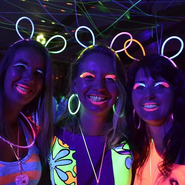 Glow Taç Fosforlu Taç Karışık Renk 12 Adet - 1