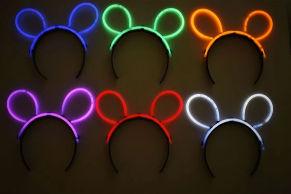 Glow Taç Fosforlu Taç Karışık Renk 12 Adet - 4