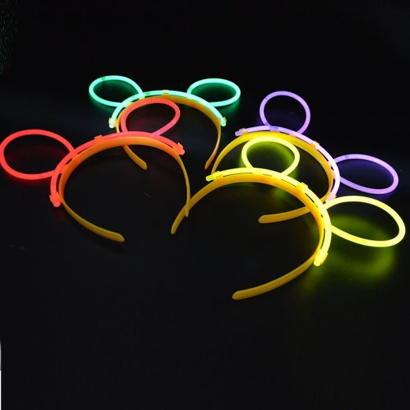 Glow Taç Fosforlu Taç Karışık Renk 12 Adet - 3