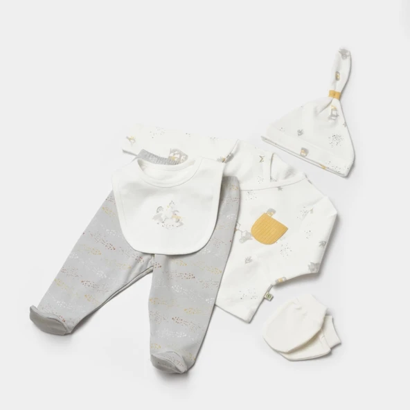 Bibaby Biorganic Penguin Club 5 Parça Hastane Çıkış Seti 62351 Ekru Gri - 2