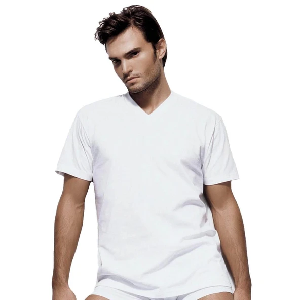 6 Adet Çift Kaplan Erkek Süprem V Yaka Fanila Atlet Beyaz 945 ürün görseli