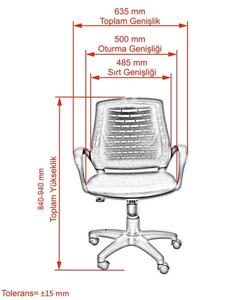 Atlas Plastik Ayaklı Fileli Ofis Büro Bilgisayar Çalışma Koltuğu Sandalyesi - 10