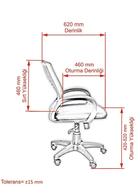Atlas Plastik Ayaklı Fileli Ofis Büro Bilgisayar Çalışma Koltuğu Sandalyesi - 11