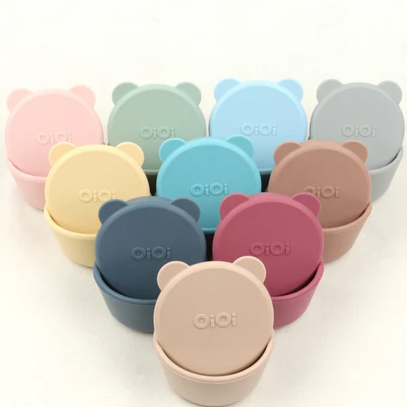 OiOi Silikon Kapaklı Mini Kase 2'Li Mini Bites Velvet Rose / Powder Grey - 3