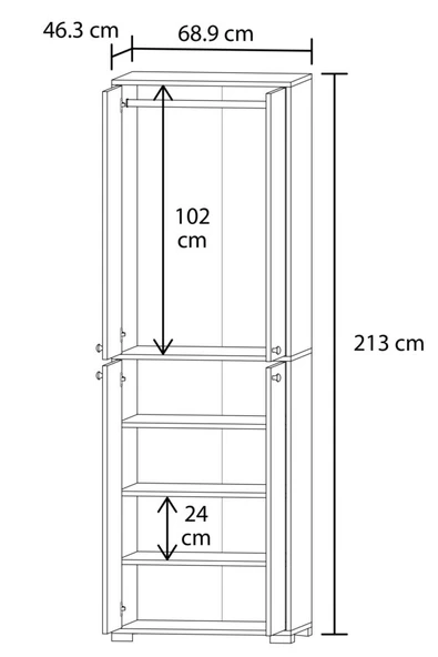 Bükreş No.3 3 Raflı Askılı Genç Odası Dolabı - 3