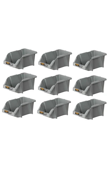 Plastik Avadanlık Parça Kutusu 9 Parça Gri 152x245x122 Mm