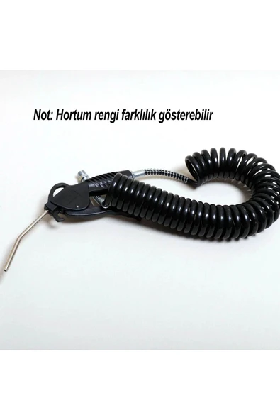 Hava Kompresörü Tabancalı Spiral Hava Hortumu 5 Metre Kompresör Seti - 3