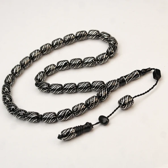 Oltu Taşı  Çeşmi  Arası Çeşmi İşlemeli Tespih  - Resim 2