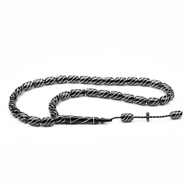 Oltu Taşı Çeşmi Bülbül İşlemeli Kapsül Tespih ürün görseli 1