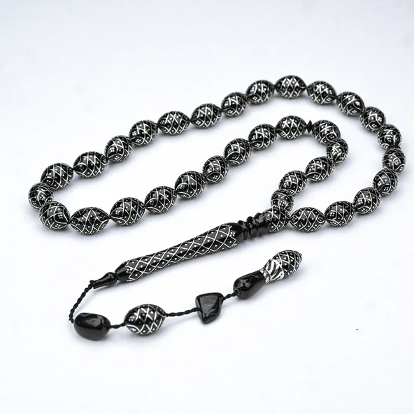 Oltu Taşı Koleksiyonluk Özel  İşlemeli Tespih - Resim 6