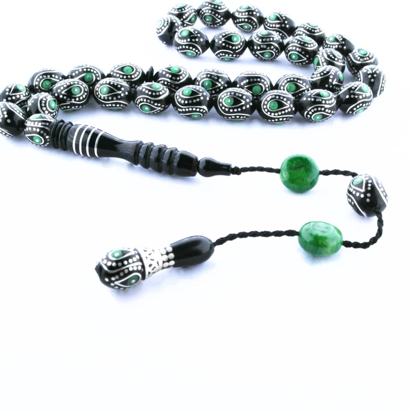  Oltu Taşı Yesil Damla İçi Damla Tespih ürün görseli 1