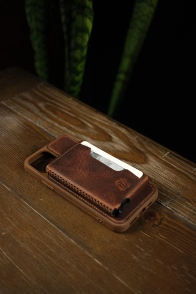 BİDERİ OLYMPOS HAKİKİ DERİ MAGSAFE MEKANİZMALI KARTLIK TABA - 4