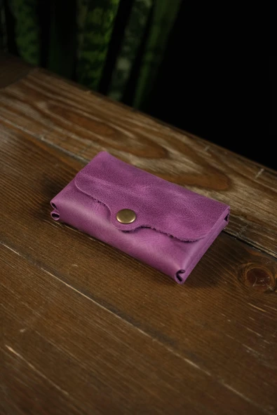 BİDERİ ZEUGMA HAKİKİ DERİ ÇITÇITLI CÜZDAN MOR