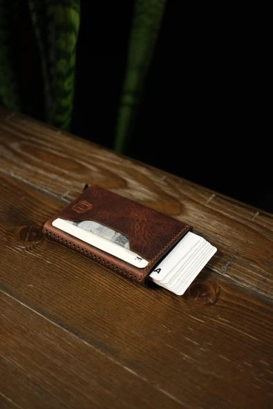 BİDERİ OLYMPOS HAKİKİ DERİ MAGSAFE MEKANİZMALI KARTLIK KAHVERENGİ - 3