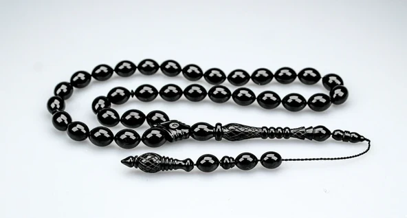 Oltu Taşı Özel Seri  İmame  Baklava Oyma   İşçilikli Tespih ürün görseli 1