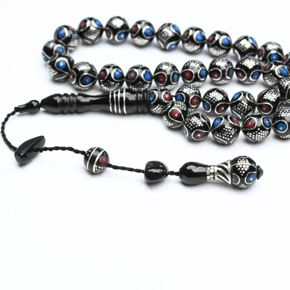 Oltu Taşı Damla Karpuz Baklava İşlemeli Tespih ürün görseli 1